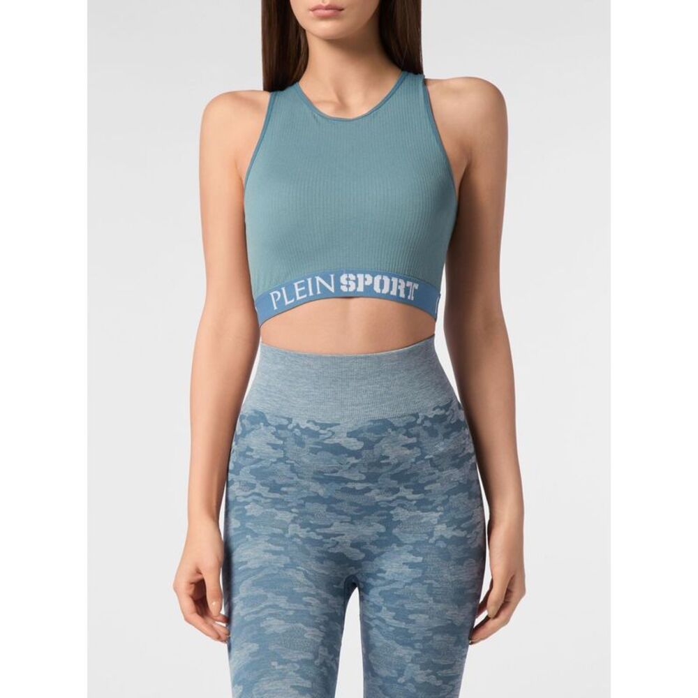 Plein Sport Top Woman Gnawed Blue
